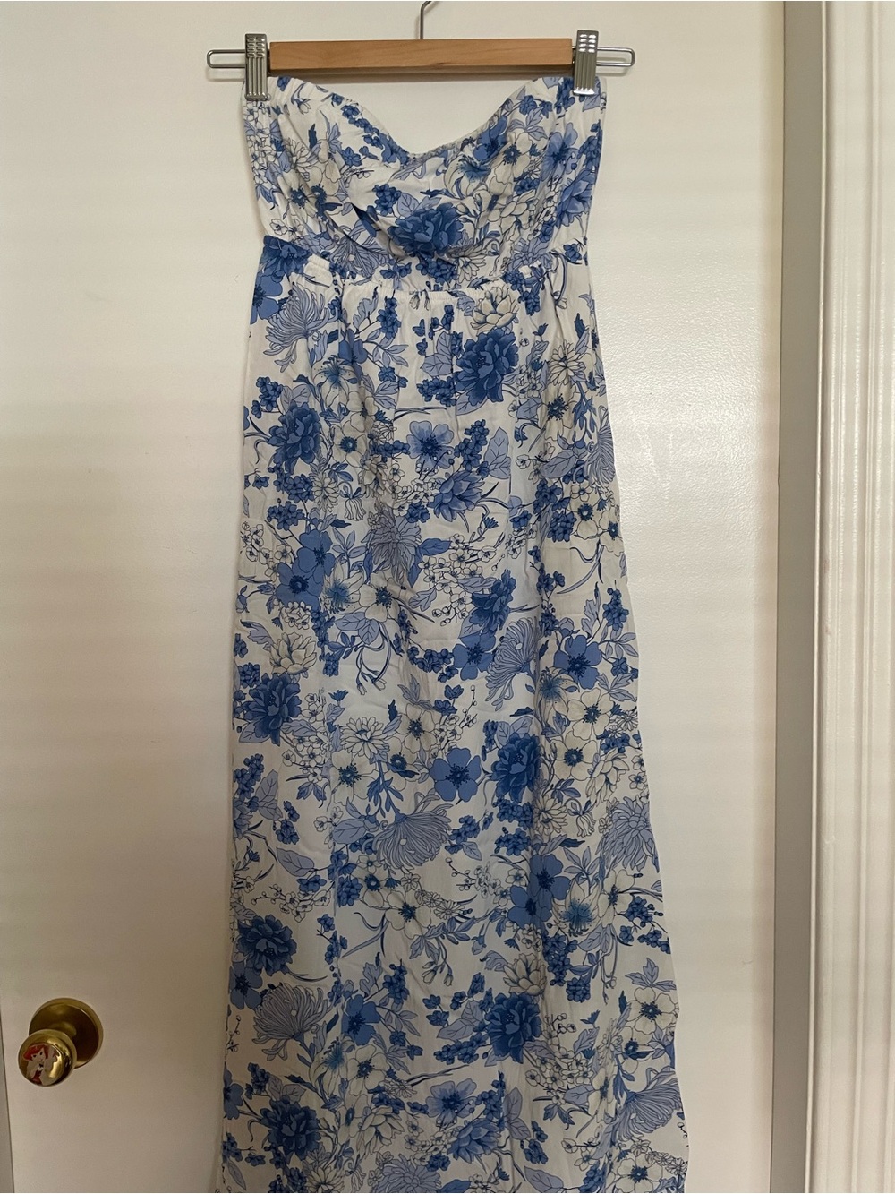 Old Navy White Dress with Blue Floral Print